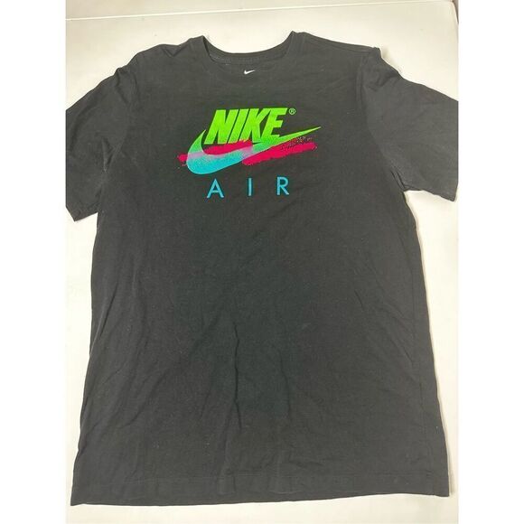 Nike Air Retro Shirt Mens Size L Black Short Sleeve Crew Neck Tee 100% Cotton - Picture 1 of 8